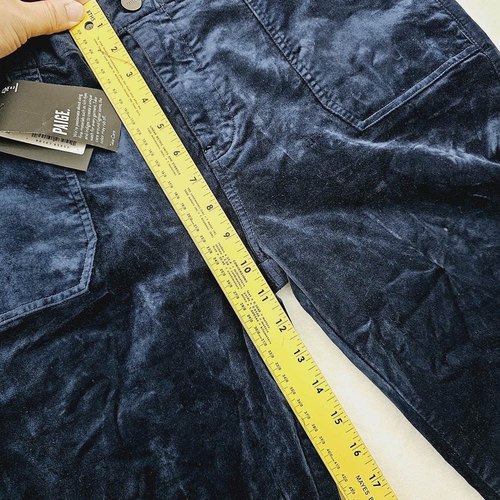 NEW Paige Womens 32 Mayslie Jogger Navy Blue Velvet Ankle Zip Utility Pants - Picture 10 of 14
